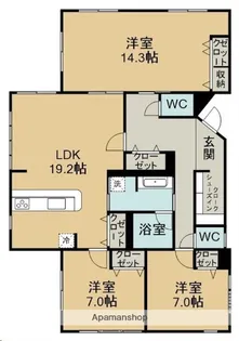 カームテラス八幡【101号室】の間取り