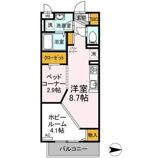 フルール・デ・シャン D【3階】の間取り