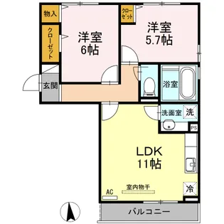 クレスト【3階】の間取り