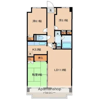 フォンティーヌ・スガワラ【7階】の間取り