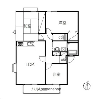 サンビレッジ南富ケ丘D【2階】の間取り