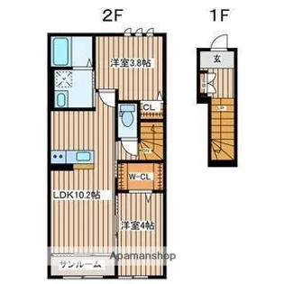 宮城県仙台市青葉区梅田町【アパート】の間取り