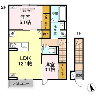 DーROOM富沢西2丁目【2階】の間取り