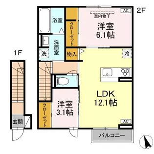 DーROOM富沢西2丁目【2階】の間取り