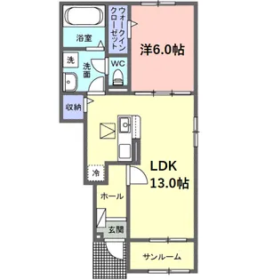 サニーセトル拾弐号館【1階】の間取り