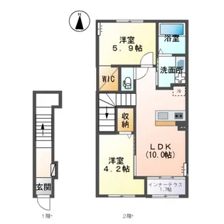 パーチェミノクラ(PACE MINOKURA)【2階】の間取り
