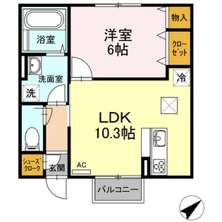 エスポワール長命【1階】の間取り