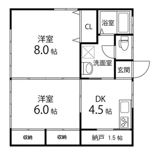 第1ひまわり荘【202号室】の間取り