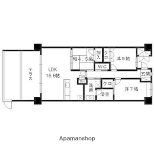 仙台中山ヒルズ【0102号室】の間取り