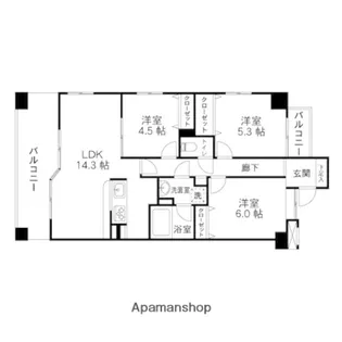 ロイヤルプラザ泉中央【505号室】の間取り