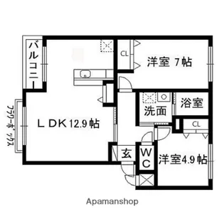 ブライトコートⅠ【205号室】の間取り