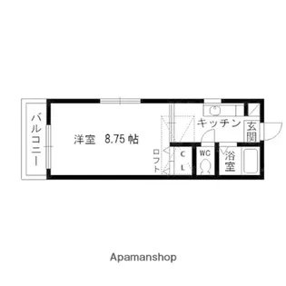 SUN HEIGHTS 泉【105号室】の間取り
