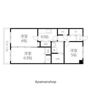 カメリア・ヒルズ中山台【105号室】の間取り