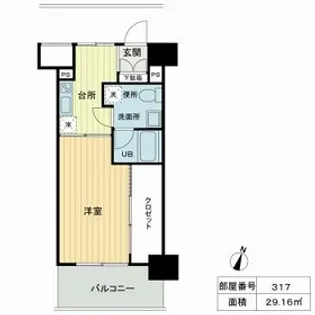 フィットエル仙台一番町【0317号室】の間取り