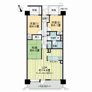 ライオンズガーデン泉中央【8階】の間取り