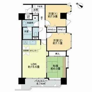 ライオンズプラザ北仙台【9階】の間取り