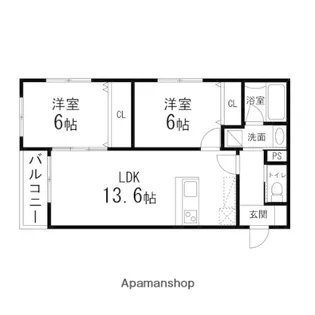ゾンネモント子平町【201号室】の間取り