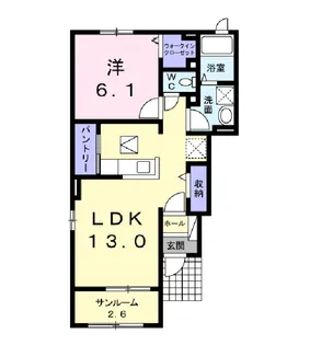 キア クラB【1階】の間取り