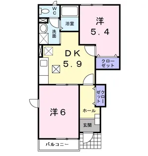 ヴィラ・ソレアード【1階】の間取り