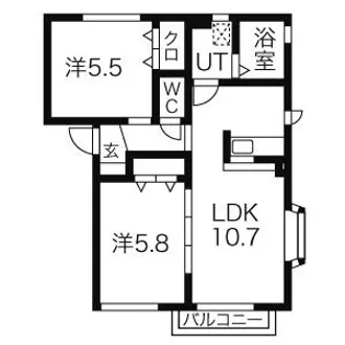 グリュック・ハーモニーA棟【2階】の間取り