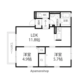 クラークコート【B201号室】の間取り