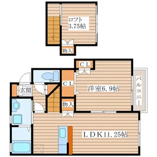 エスポワールコマツⅡB館【2階】の間取り