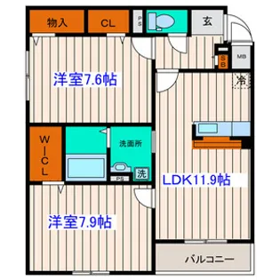 新田東レジデンス参番館【3階】の間取り