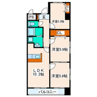 新田東レジデンス五番館【2階】の間取り