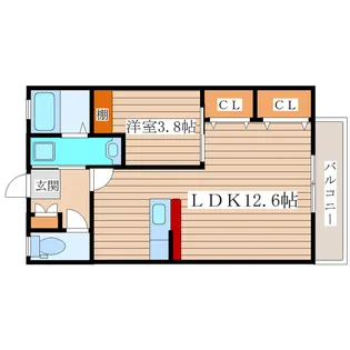 クレイドル栗生【1階】の間取り