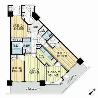 ライオンズタワー仙台広瀬【24階】の間取り