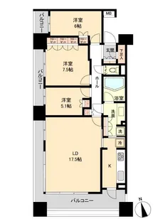 ドゥーエ仙台イースト【17階】の間取り