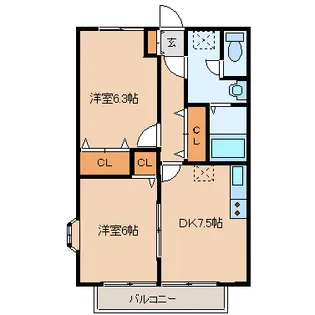 ルミエール砂押【2階】の間取り