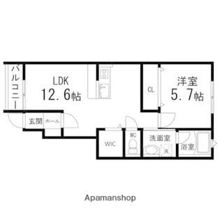 グランディールⅡ【105号室】の間取り