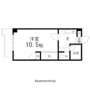 ロイヤルヒルズ市名坂【402号室】の間取り