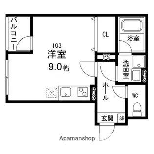 IーLAND山手【103号室】の間取り