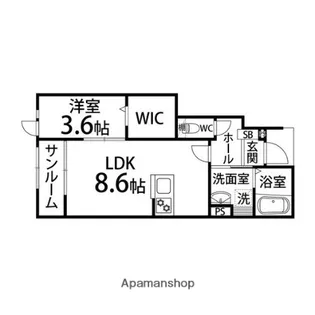 ペアレシア泉中央【102号室】の間取り