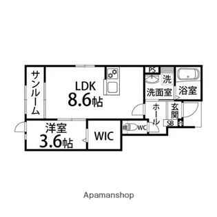 ペアレシア泉中央【101号室】の間取り