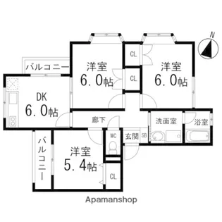 セトルタウンⅠ番館【201号室】の間取り