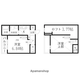 ARCOBALENO【206号室】の間取り