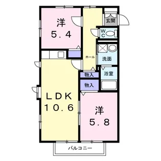 カーサ・ソレアードS【2階】の間取り