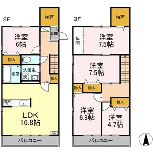 キャトルセゾン八幡【2階】の間取り