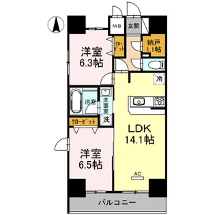 ロージェ泉中央【11階】の間取り