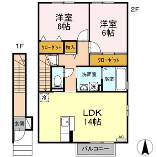デュード・ボヌール【2階】の間取り