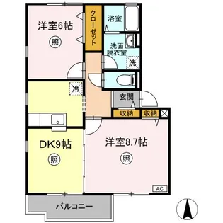 パークアベニュー Ⅰ・Ⅱ番館【2階】の間取り