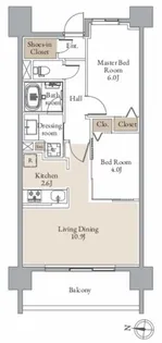 レジディア仙台北四番丁プレイス【14階】の間取り