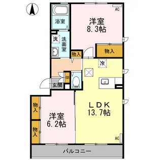 ルシエルブラン泉中央 Ⅰ【1階】の間取り
