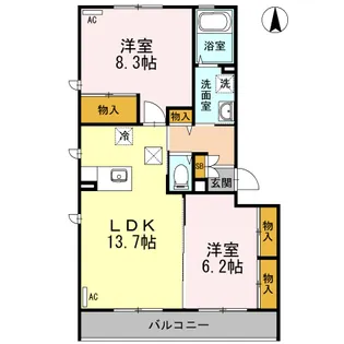 ルシエルブラン泉中央 Ⅰ【1階】の間取り