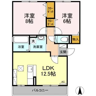 イズ・ミル中央【1階】の間取り