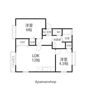 キャステール八乙女【A201号室】の間取り