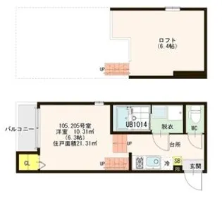 ハーモニーテラス東仙台Ⅵ【2055号室】の間取り
